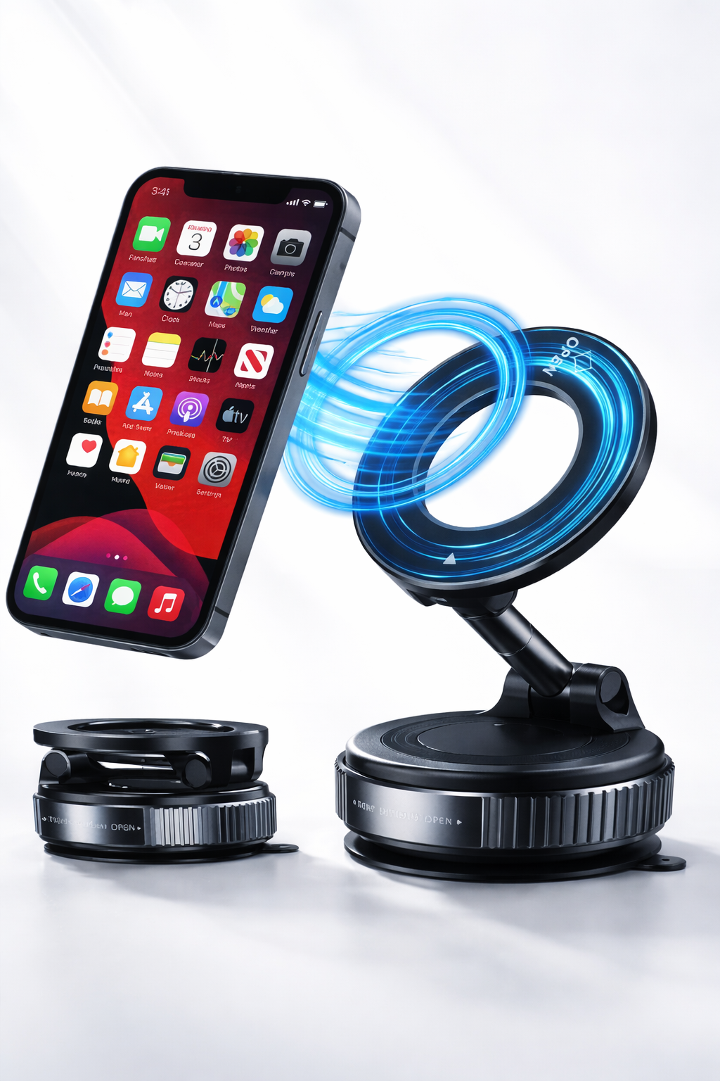Magnetic Phone Holder – 360° Vacuum Suction Car Mount | Heavy-Duty Magnetic Phone Stand