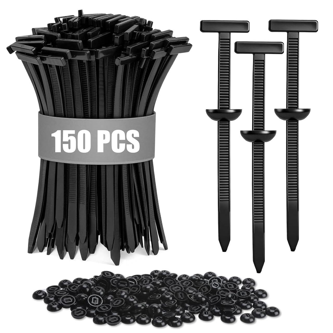 Universal Cable Tie Buckle for Cars, Heavy Duty Self-Locking UV Resistant Zip Ties with Push Pin Button