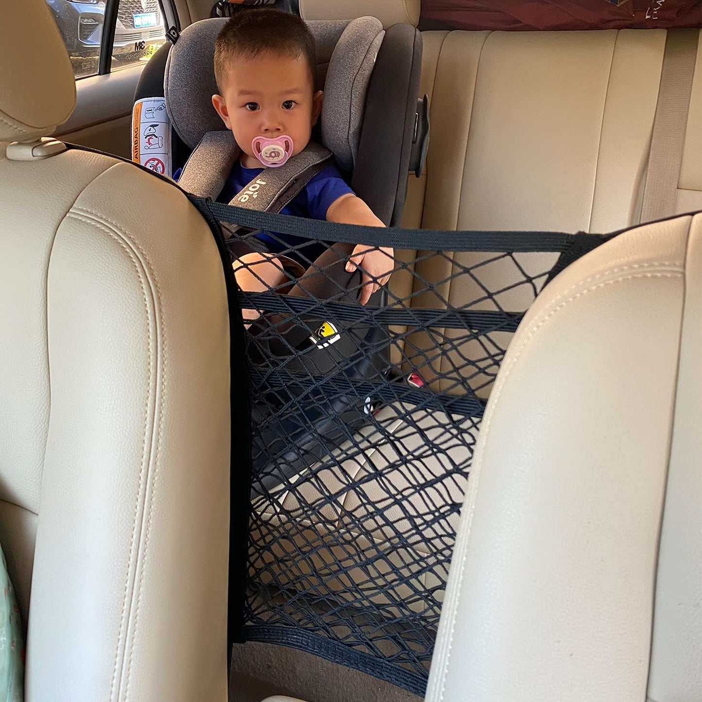 3-Layer Car Mesh Organizer, Seat Back Net Bag, Barrier of Backseat Pet Kids, Cargo Tissue Purse Hold