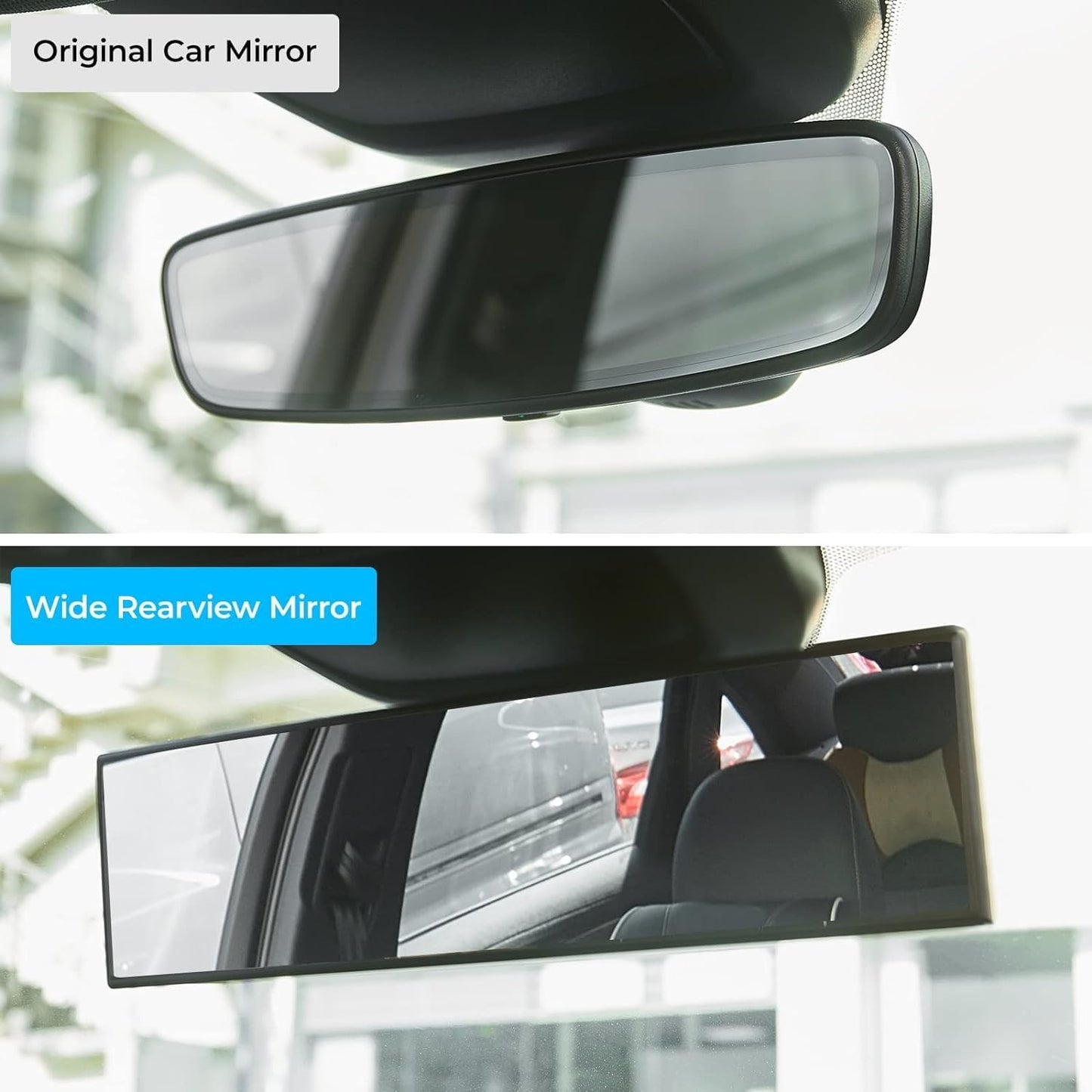 Wide Angle Panoramic Rear View Mirror – Large Vision | Blind Spot Reduction | Safer Driving