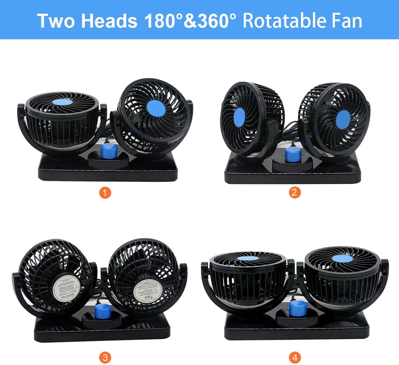 High Speed Rechargeable Clip-On Table Fan with Digital Display – 360° Moving USB Charging Fan