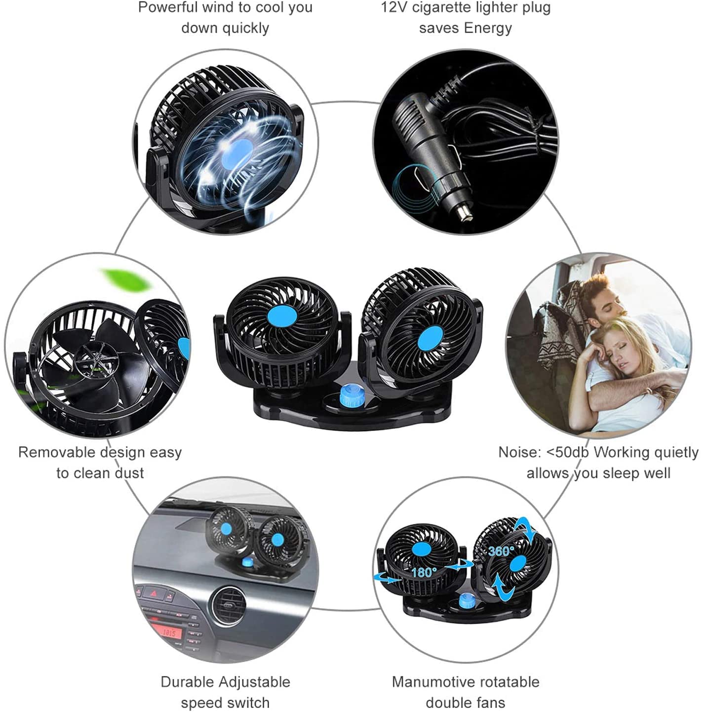 High Speed Rechargeable Clip-On Table Fan with Digital Display – 360° Moving USB Charging Fan